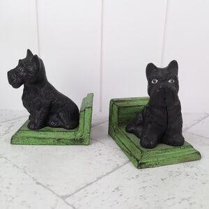 Vintage Heavy Cast Iron Scottie Dog Bookends Dogs Library Decor